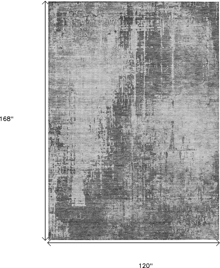 Gray Charcoal And Silver Abstract Washable Indoor Outdoor Area Rug Photo 3