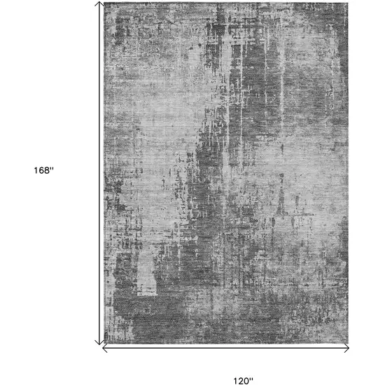 Gray Charcoal And Silver Abstract Washable Indoor Outdoor Area Rug Photo 3
