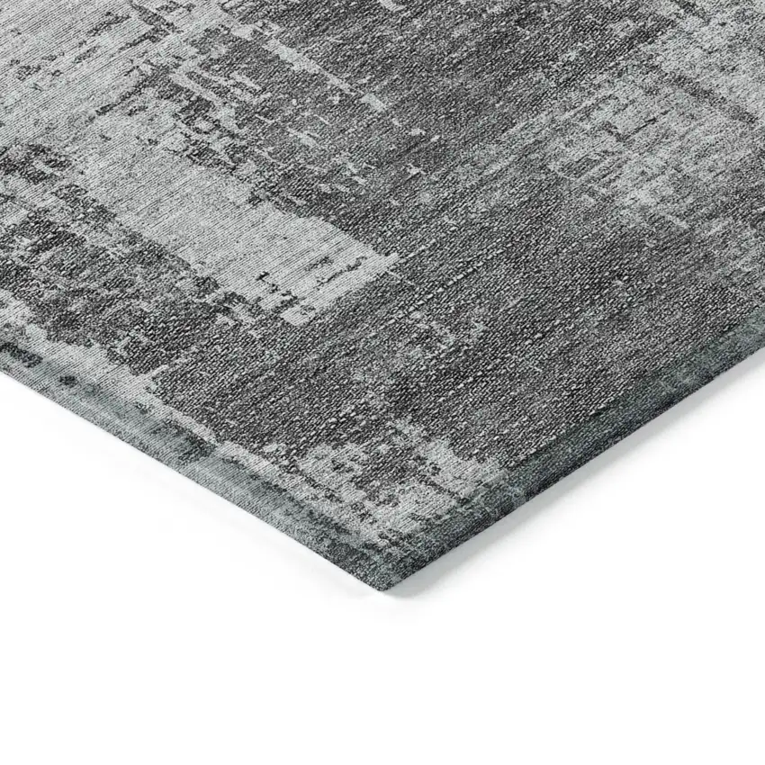 Gray Charcoal And Silver Abstract Washable Indoor Outdoor Area Rug Photo 5