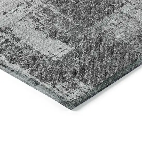 Gray Charcoal And Silver Abstract Washable Indoor Outdoor Area Rug Photo 5