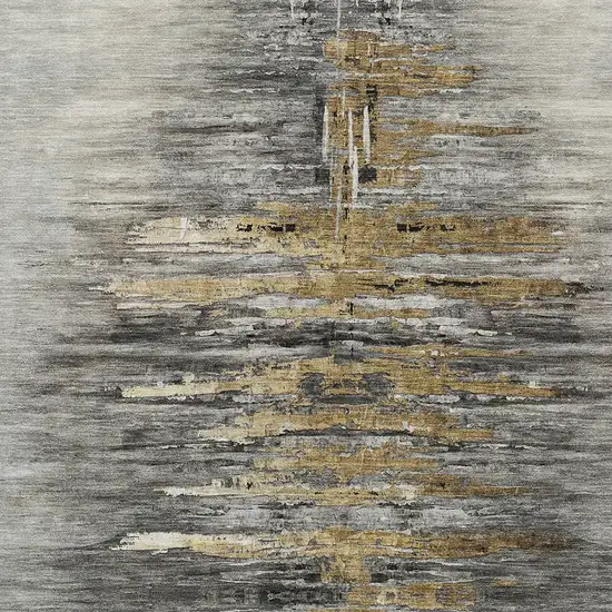 Gray Charcoal And Silver Abstract Washable Indoor Outdoor Area Rug Photo 7