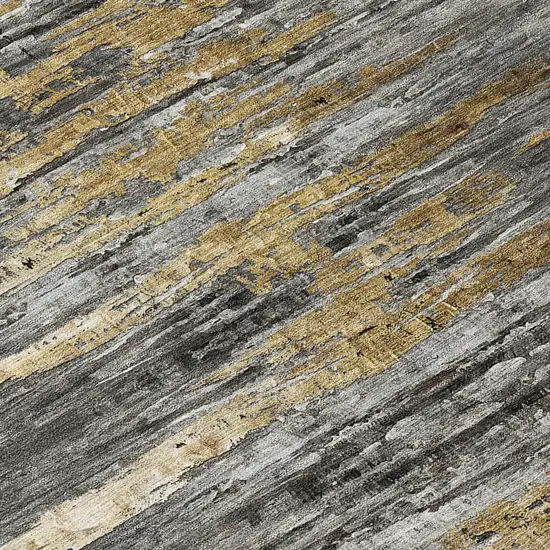 Gray Charcoal And Silver Abstract Washable Indoor Outdoor Area Rug Photo 6