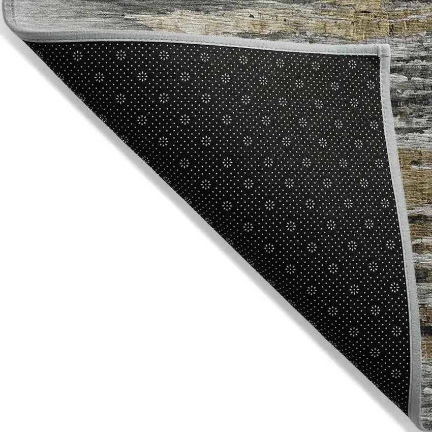 Gray Charcoal And Silver Abstract Washable Indoor Outdoor Area Rug Photo 4