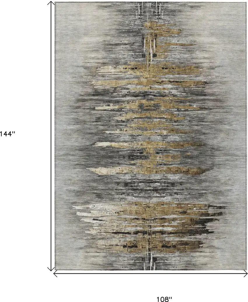 Gray Charcoal And Silver Abstract Washable Indoor Outdoor Area Rug Photo 3