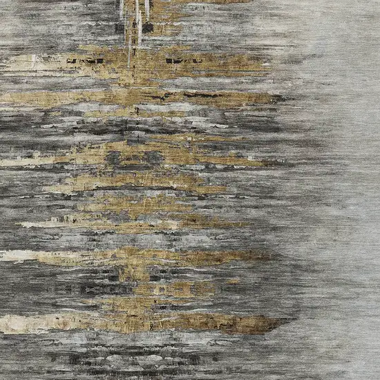 Gray Charcoal And Silver Abstract Washable Indoor Outdoor Area Rug Photo 7