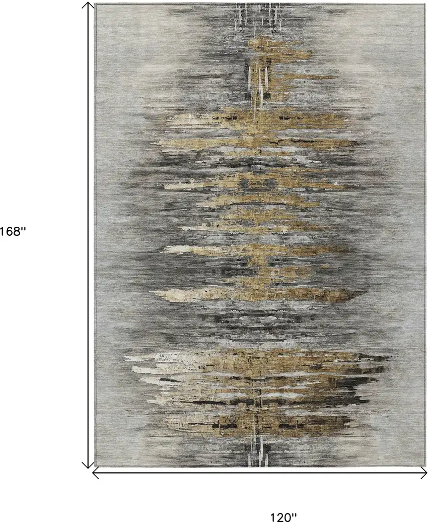 Gray Charcoal And Silver Abstract Washable Indoor Outdoor Area Rug Photo 3