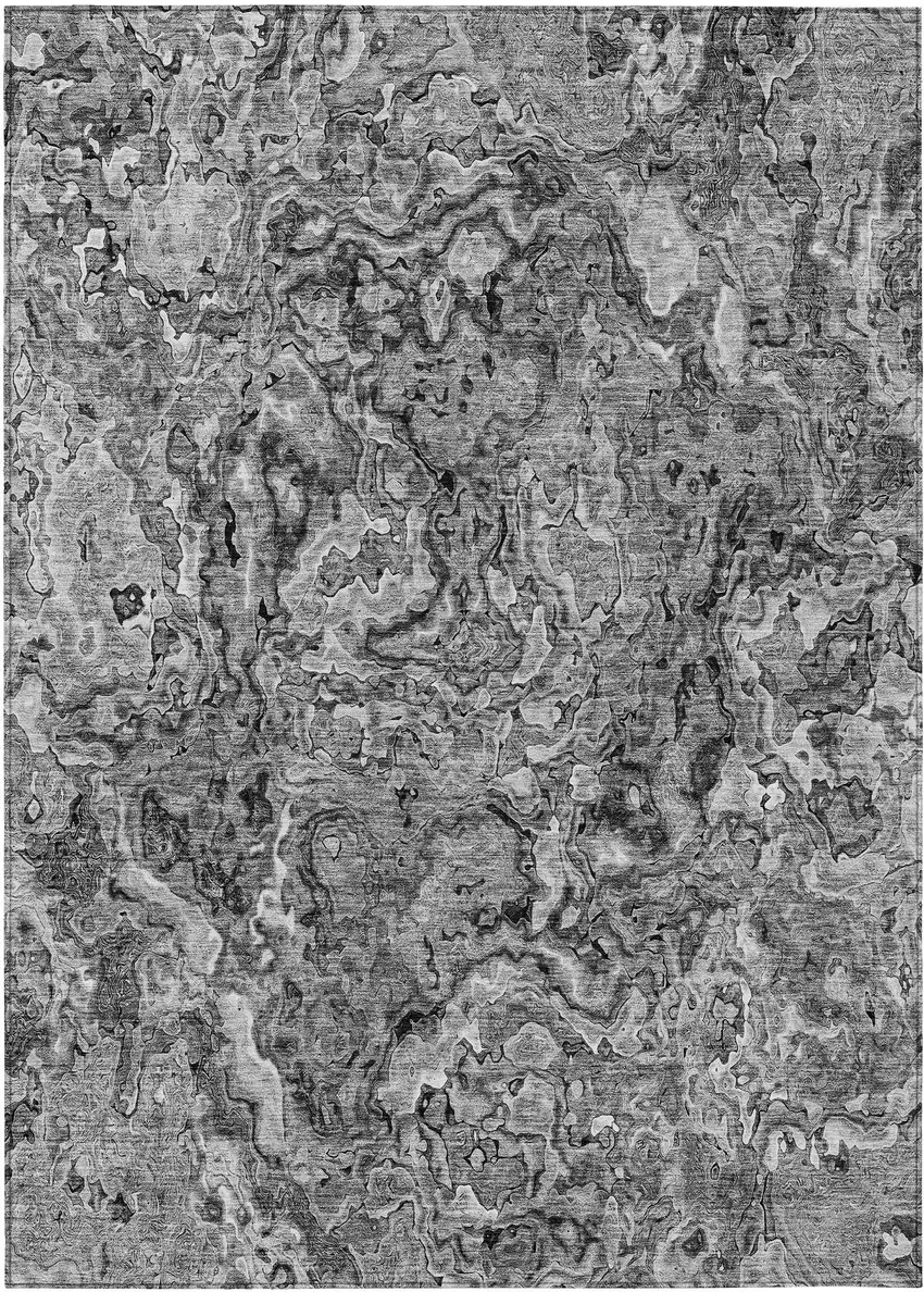 Gray Charcoal And Silver Abstract Washable Indoor Outdoor Area Rug Photo 2