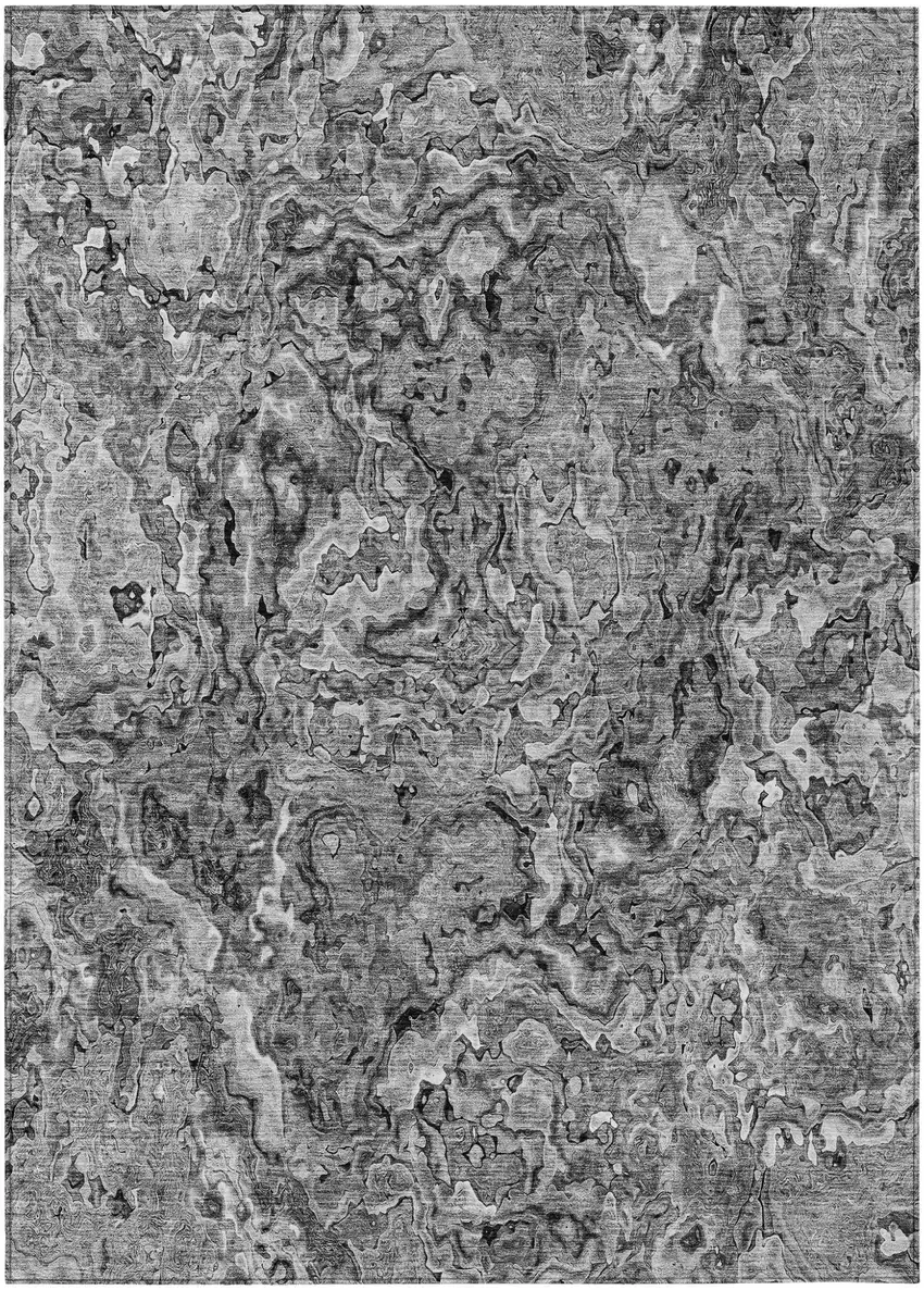 Gray Charcoal And Silver Abstract Washable Indoor Outdoor Area Rug Photo 2