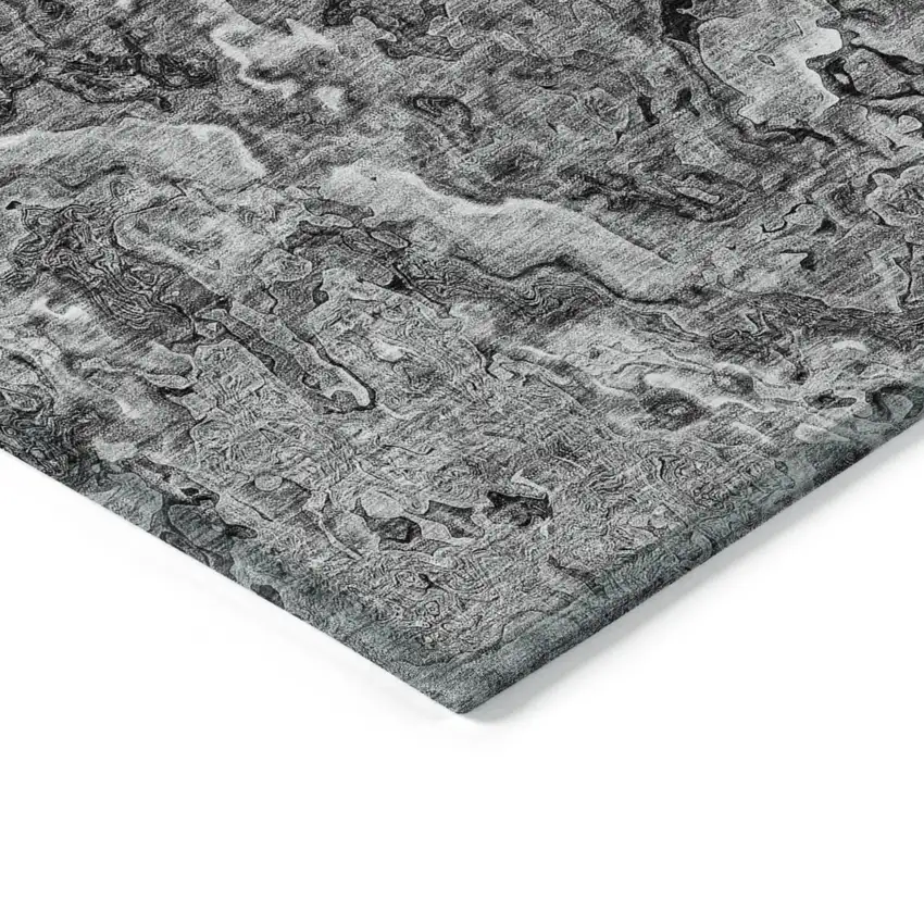 Gray Charcoal And Silver Abstract Washable Indoor Outdoor Area Rug Photo 5
