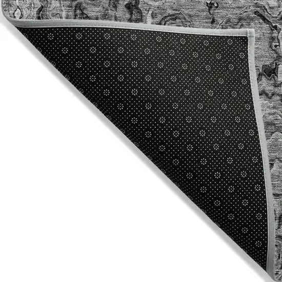 Gray Charcoal And Silver Abstract Washable Indoor Outdoor Area Rug Photo 4
