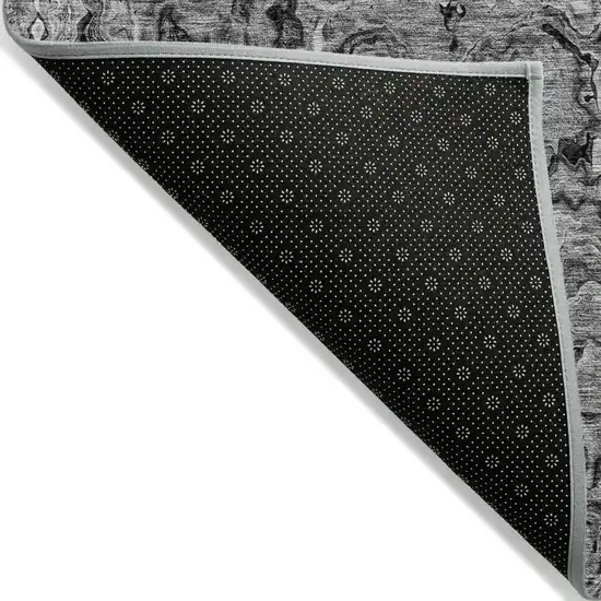 Gray Charcoal And Silver Abstract Washable Indoor Outdoor Area Rug Photo 4