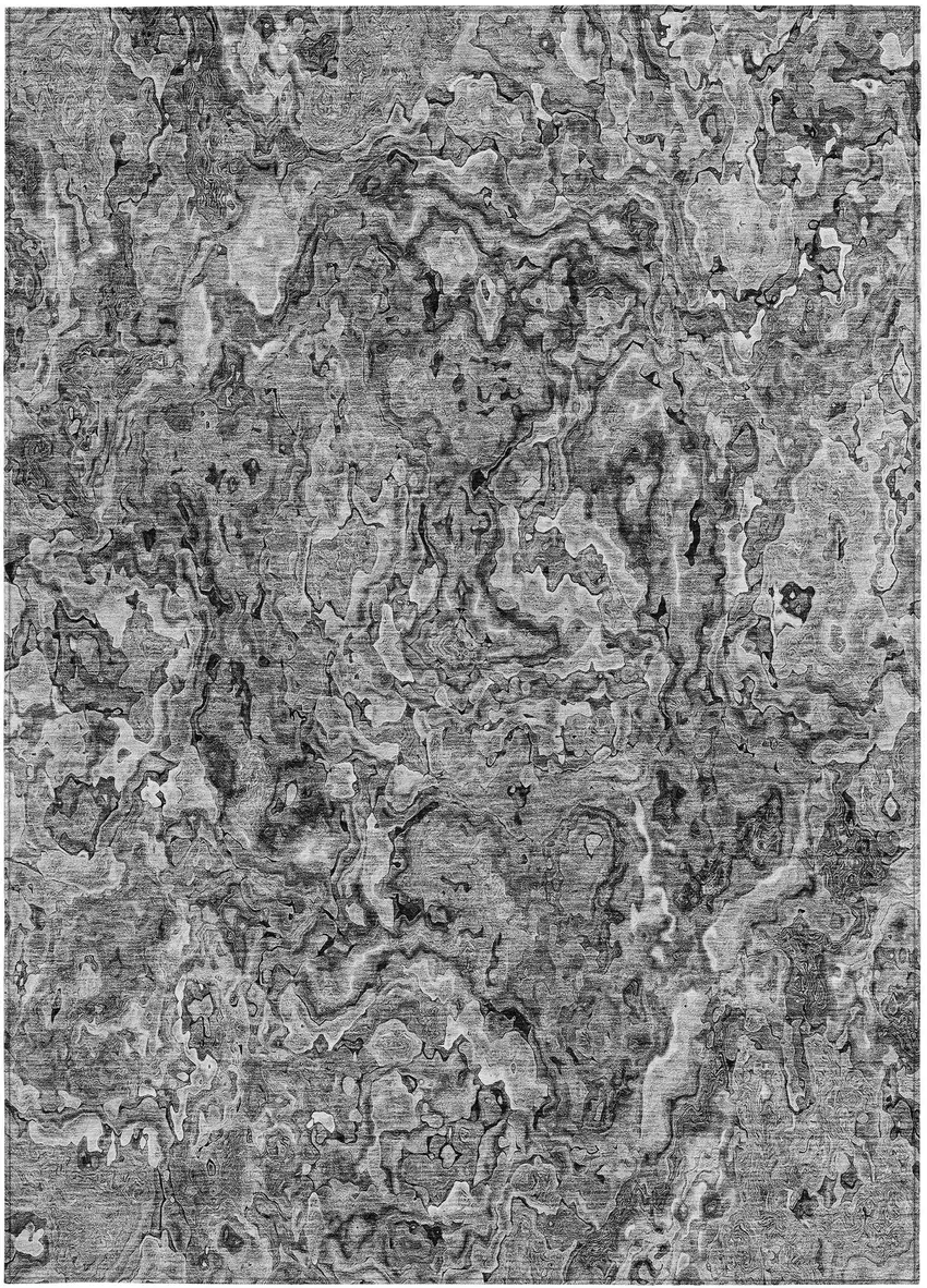 Gray Charcoal And Silver Abstract Washable Indoor Outdoor Area Rug Photo 6