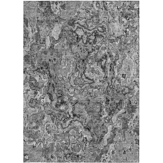 Gray Charcoal And Silver Abstract Washable Indoor Outdoor Area Rug Photo 6