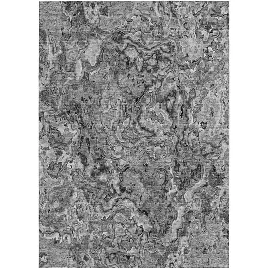 Gray Charcoal And Silver Abstract Washable Indoor Outdoor Area Rug Photo 6