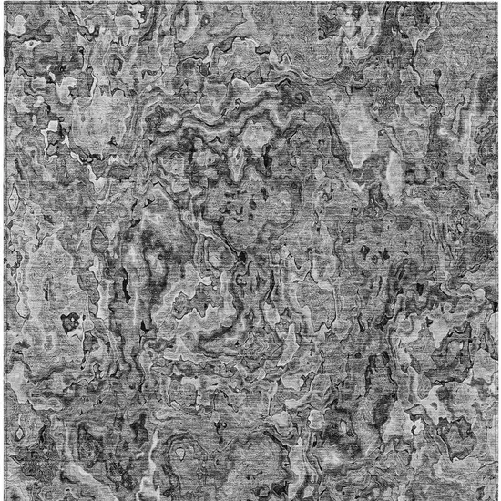 Gray Charcoal And Silver Abstract Washable Indoor Outdoor Area Rug Photo 6