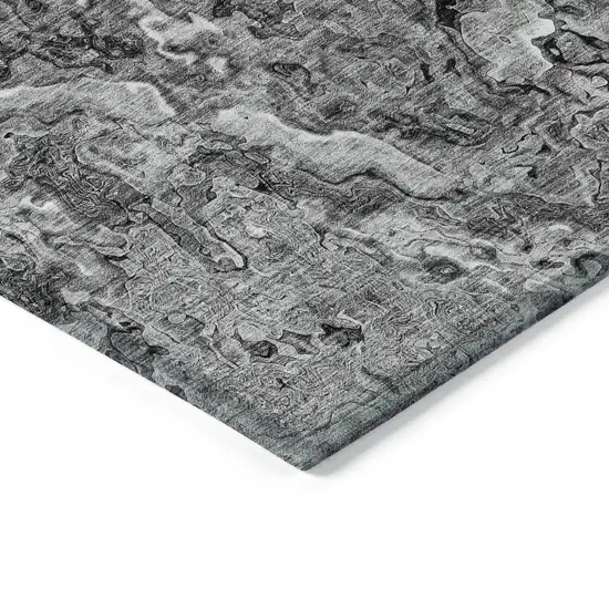 Gray Charcoal And Silver Abstract Washable Indoor Outdoor Area Rug Photo 5