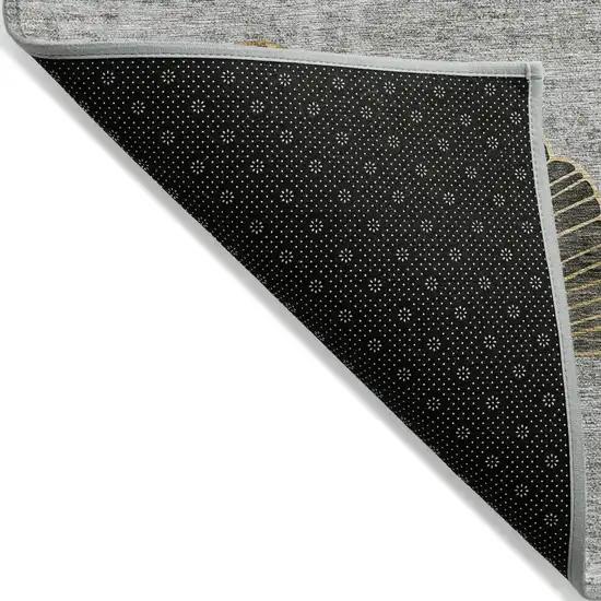 Gray Charcoal And Silver Floral Washable Indoor Outdoor Area Rug Photo 2
