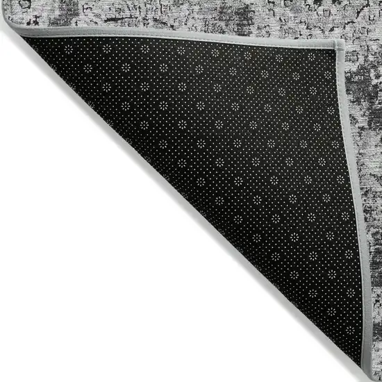 Gray Charcoal And Silver Floral Washable Indoor Outdoor Area Rug Photo 3