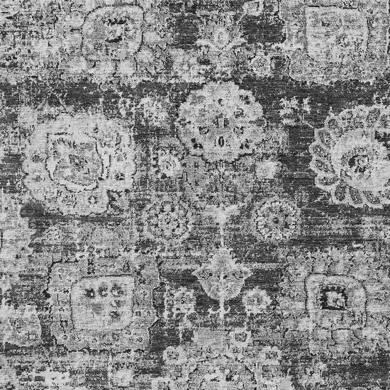 Gray Charcoal And Silver Floral Washable Indoor Outdoor Area Rug Photo 5