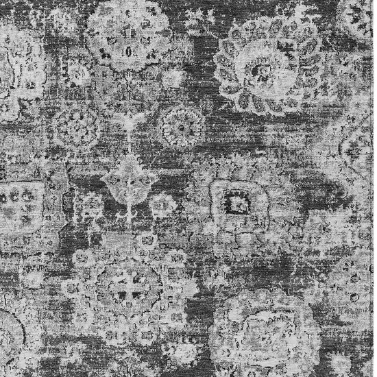 Gray Charcoal And Silver Floral Washable Indoor Outdoor Area Rug Photo 4