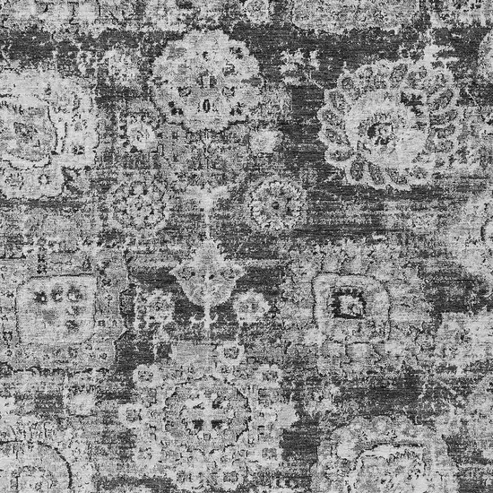 Gray Charcoal And Silver Floral Washable Indoor Outdoor Area Rug Photo 4