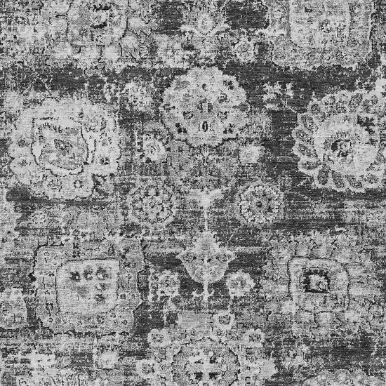 Gray Charcoal And Silver Floral Washable Indoor Outdoor Area Rug Photo 4