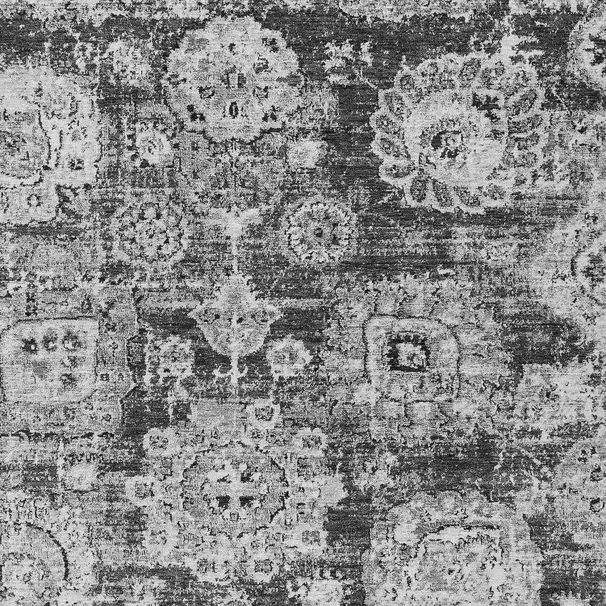 Gray Charcoal And Silver Floral Washable Indoor Outdoor Area Rug Photo 4