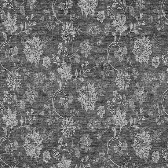 Gray Charcoal And Silver Floral Washable Indoor Outdoor Area Rug Photo 6