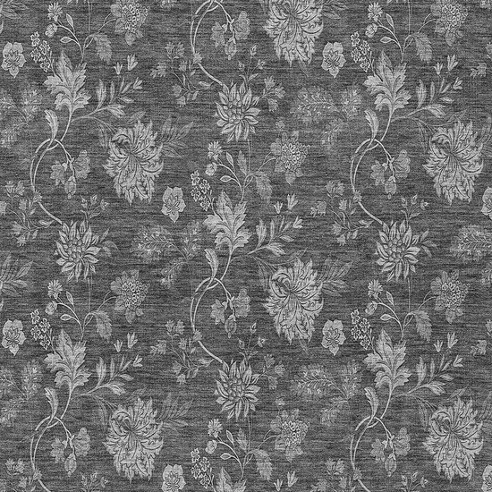 Gray Charcoal And Silver Floral Washable Indoor Outdoor Area Rug Photo 6