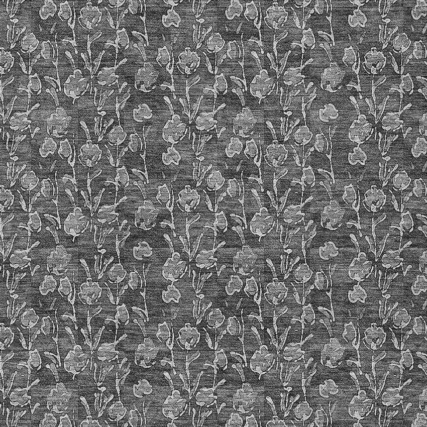 Gray Charcoal And Silver Floral Washable Indoor Outdoor Area Rug Photo 5