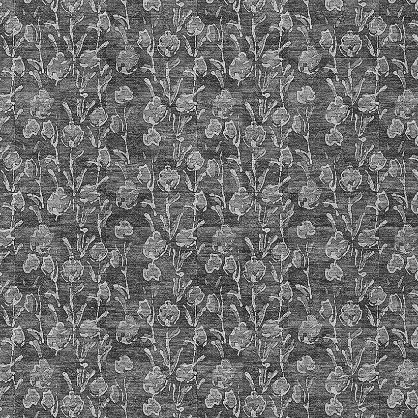Gray Charcoal And Silver Floral Washable Indoor Outdoor Area Rug Photo 5