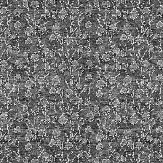 Gray Charcoal And Silver Floral Washable Indoor Outdoor Area Rug Photo 5