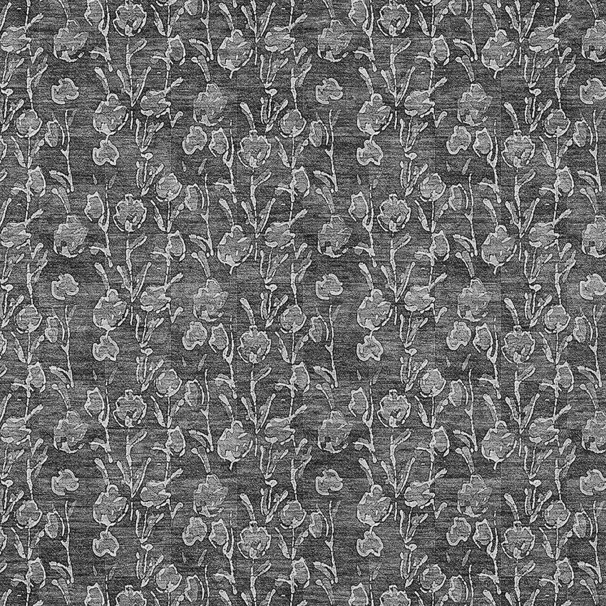Gray Charcoal And Silver Floral Washable Indoor Outdoor Area Rug Photo 5
