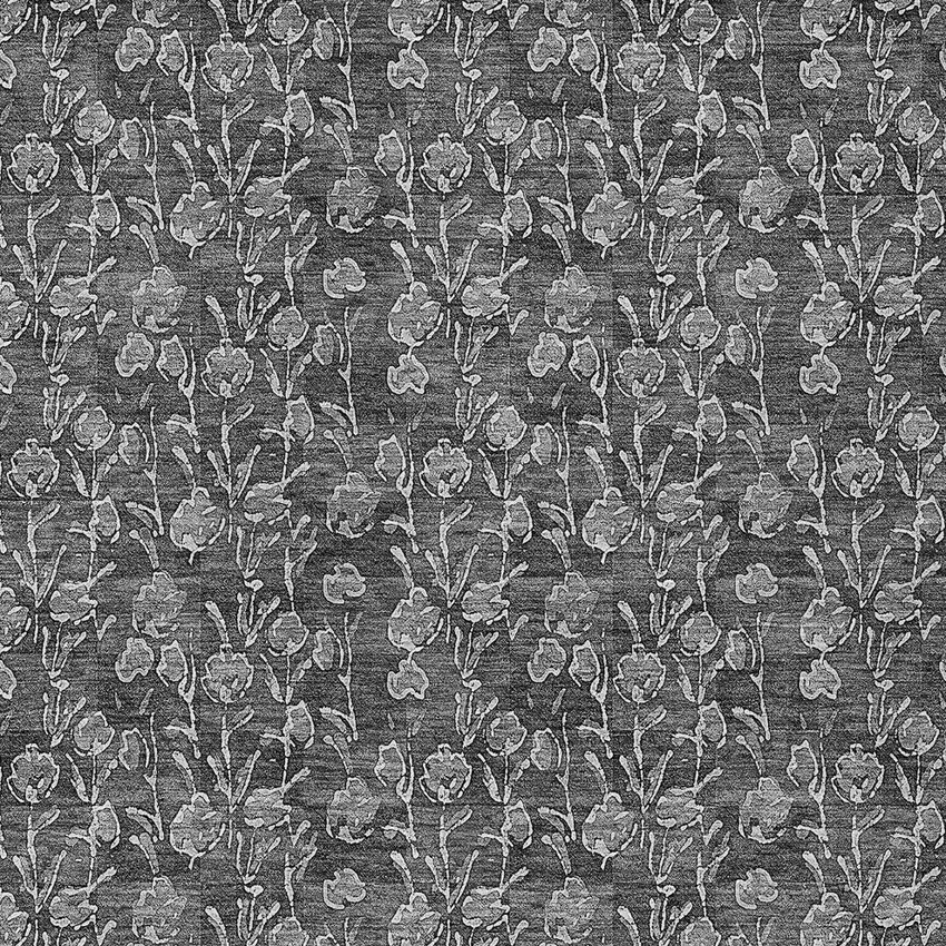 Gray Charcoal And Silver Floral Washable Indoor Outdoor Area Rug Photo 5