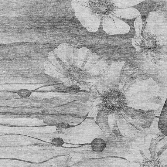 Gray Charcoal And Silver Floral Washable Indoor Outdoor Area Rug Photo 4