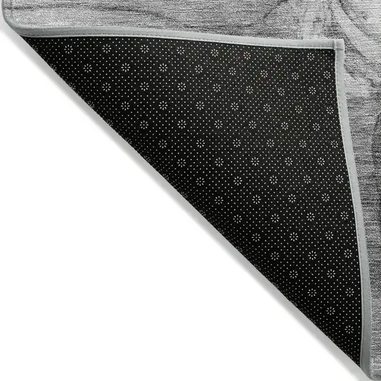 Gray Charcoal And Silver Floral Washable Indoor Outdoor Area Rug Photo 2