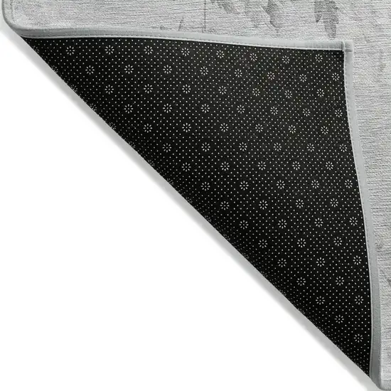 Gray Charcoal And Silver Floral Washable Indoor Outdoor Area Rug Photo 2