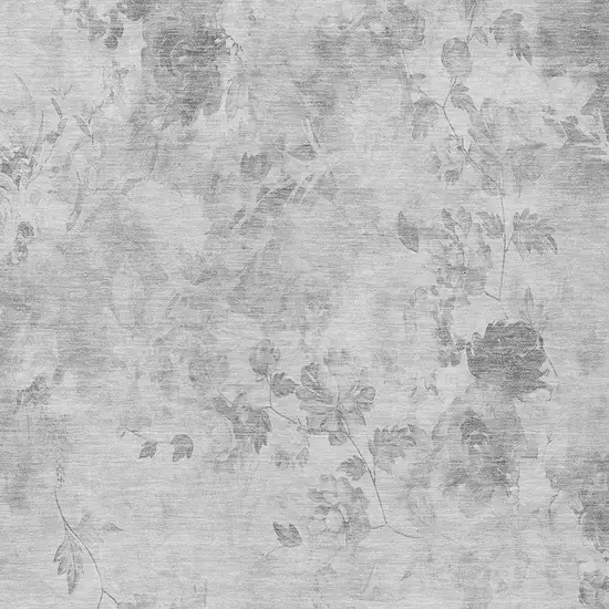 Gray Charcoal And Silver Floral Washable Indoor Outdoor Area Rug Photo 4