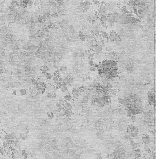 Gray Charcoal And Silver Floral Washable Indoor Outdoor Area Rug Photo 4