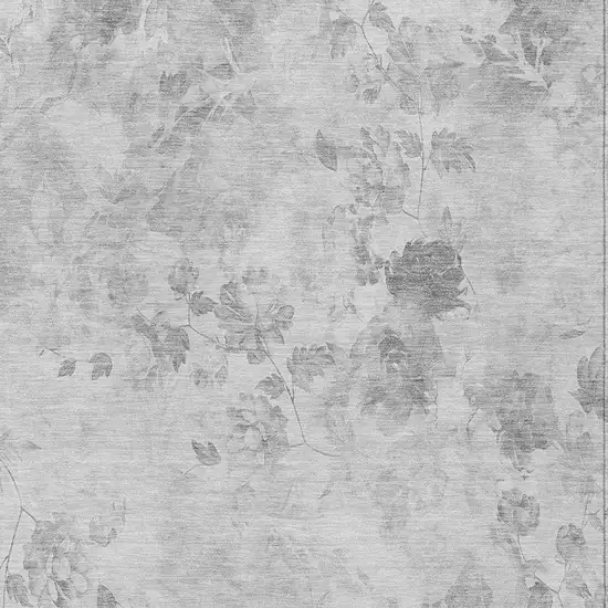 Gray Charcoal And Silver Floral Washable Indoor Outdoor Area Rug Photo 4