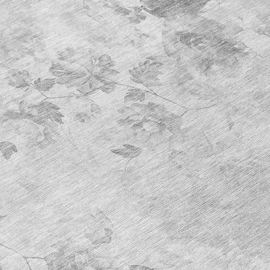 Gray Charcoal And Silver Floral Washable Indoor Outdoor Area Rug Photo 8