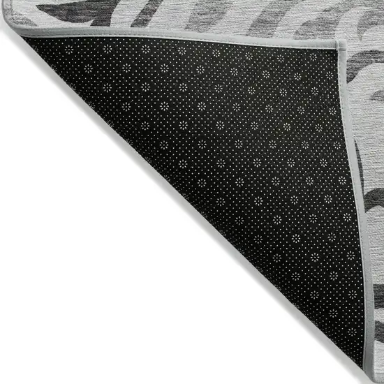 Gray Charcoal And Silver Floral Washable Indoor Outdoor Area Rug Photo 3