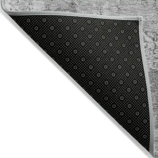 Gray Charcoal And Silver Floral Washable Indoor Outdoor Area Rug Photo 2