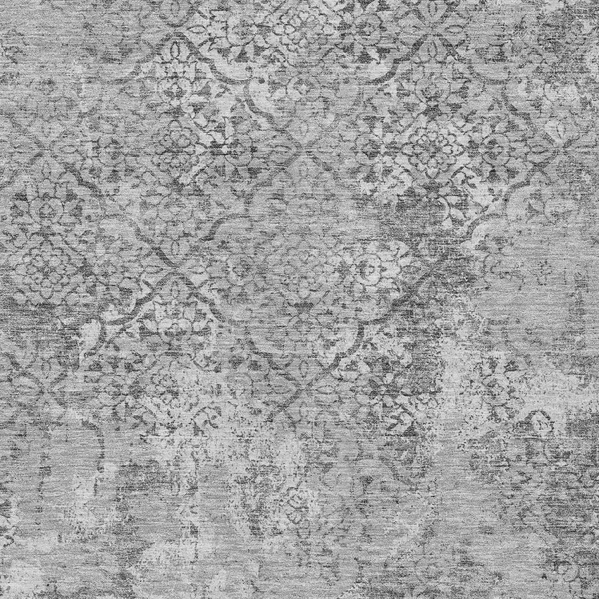 Gray Charcoal And Silver Floral Washable Indoor Outdoor Area Rug Photo 4