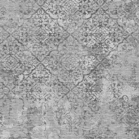 Gray Charcoal And Silver Floral Washable Indoor Outdoor Area Rug Photo 4