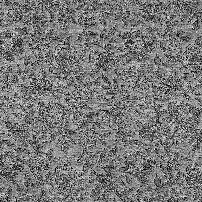 Gray Charcoal And Silver Floral Washable Indoor Outdoor Area Rug Photo 4