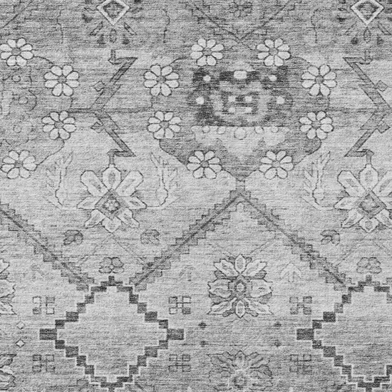 Gray Charcoal And Silver Floral Washable Indoor Outdoor Area Rug Photo 6