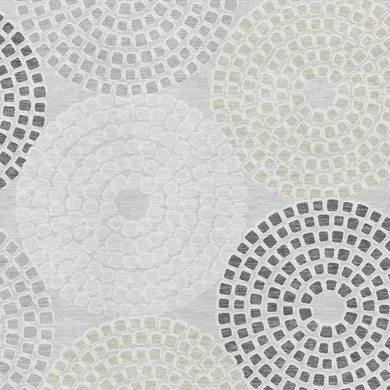 Gray Charcoal And Silver Geometric Washable Area Rug With UV Protection Photo 3