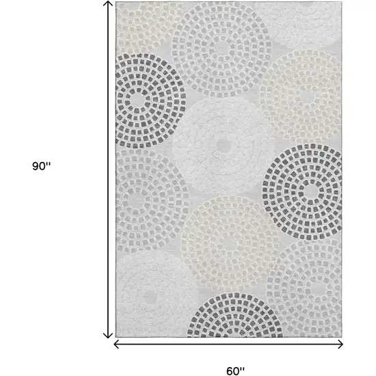 Gray Charcoal And Silver Geometric Washable Area Rug With UV Protection Photo 9