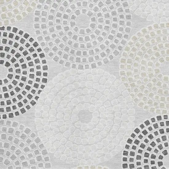 Gray Charcoal And Silver Geometric Washable Area Rug With UV Protection Photo 3